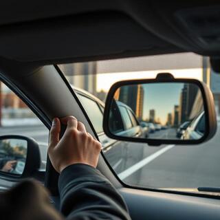 Driver adjusting wide-angle mirrors for blind spots
