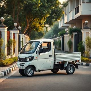 Mini-truck positioned for a narrow inner lane approach
