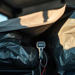 Temperature probe placed in a shaded truck bay