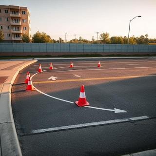 Spotter placing cones to mark a turning template