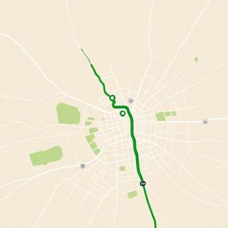 Route screen showing an off-peak corridor at night