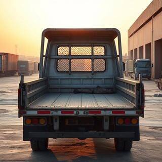 Long-bed lorry at the logistics yard, prepped for dispatch