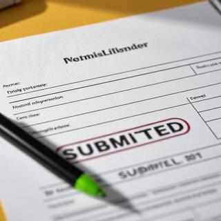 Officer receiving a permit application at a civic office
