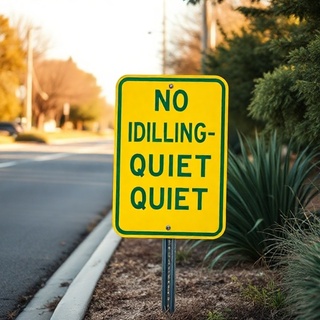 No idling sign near a residential complex gate