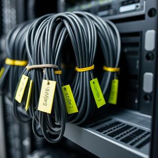 Cables bundled with labels for easy reassembly