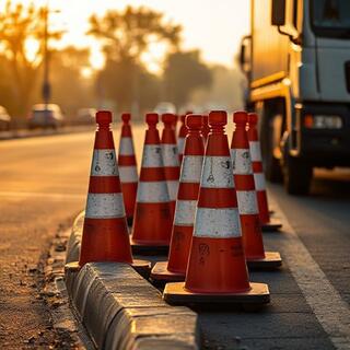 Cones reserving a parking slot near the gate