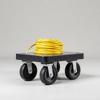 Rubberized quiet dolly on a padded landing