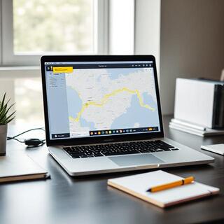 Routing software highlighting an off-peak corridor
